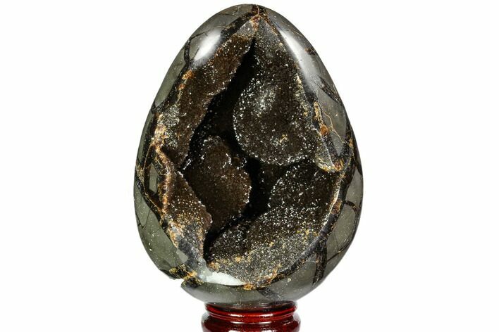 Septarian Dragon Egg Geode - Black Crystals #111230